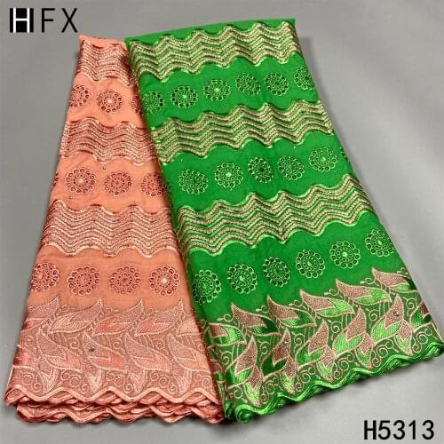 HFX 2.5+2.5yards Swiss Voile Lace Fabric 100% Cotton High Qaulity Brode Swiss Voile In Sitzerland 5 yards For Dubai Lace