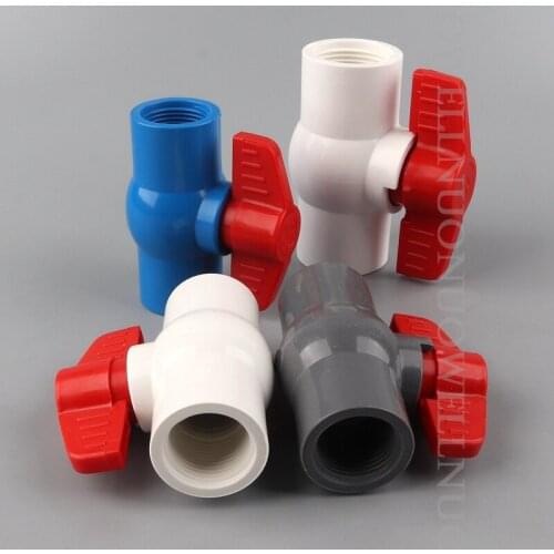 5pcs PVC Ball Valve Connector 1/2'' to 2'' Female Thread Globe Valve Water Supply Tube Adapter Irrigation Pipe Fittings Joints