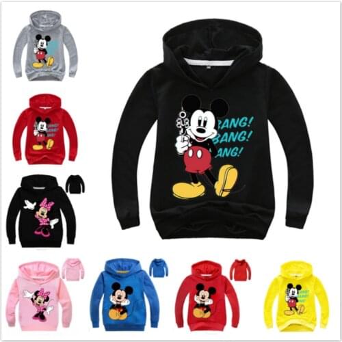 Mickey Minnie Hoodies Shirt For Boys Sweatshirt Baby Girl Costume Children Sport Shirt Sweater Kids Long Sleeve T-shirt Tops Tee