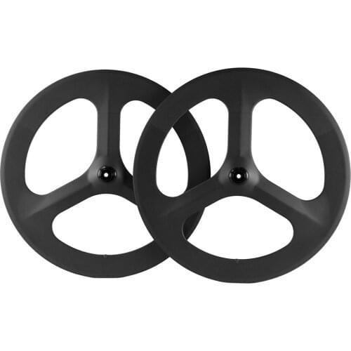 70mm Tri Spoke Disc Brake Wheels 700C Road Carbon Wheelset Clincher 3 Spokes Road Bike 3K