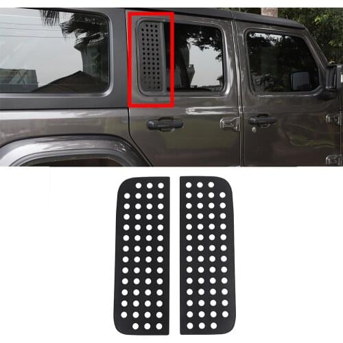 Rear Door Triangle Glass Panel Decorative for Jeep Wrangler JL Gladiator JT 2018 2019 2020 2021 2022 4-Doors Accessories Black