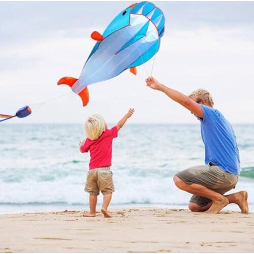 Outdoor Huge 3D Dolphin Frameless Flying Kite with 30m Line Children Kids Toy