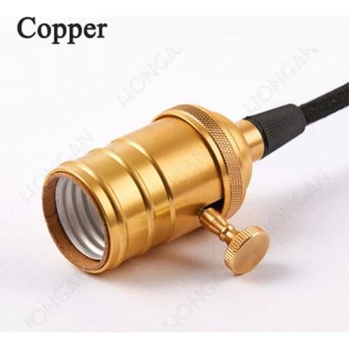 E26 E27 Solid Brass Industrial Light Socket Vintage Edison Pendant lamp copper holder With Switch Lighting Accessoriess