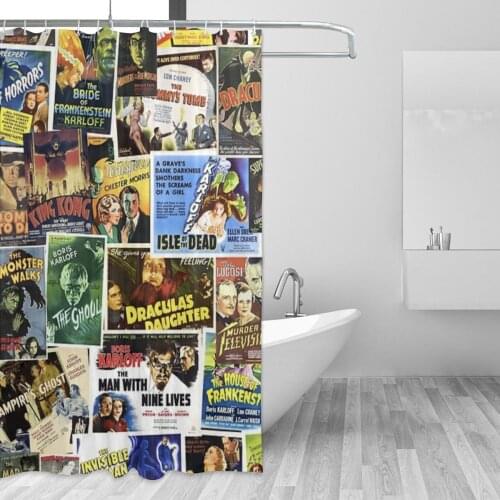 Vintage Horror Bathing Bathroom Bath Curtain Vintage Poster Waterproof Polyester Fabric High Quality Show Curtain