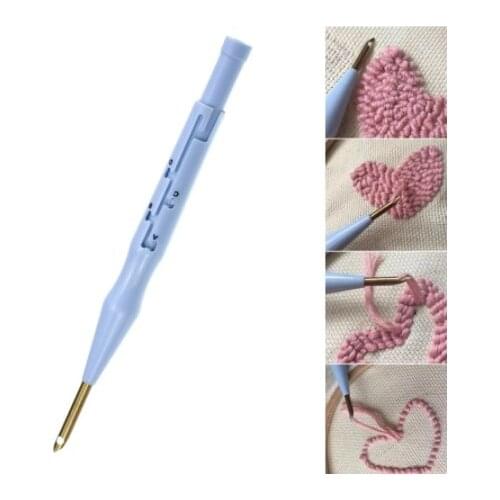 Embroidery Needle Adjustable Kit Carpet Stitching Hook Punch Rug Sewing Pen Felting Threader Apparel Tool DIY Multifunctional