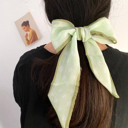 Vienkim Fashion Leopard Print Bow Satin Long Ribbon Ponytail Scarf Hair Tie Scrunchies Women Girls Elastic Hair Bands Hair Acces
