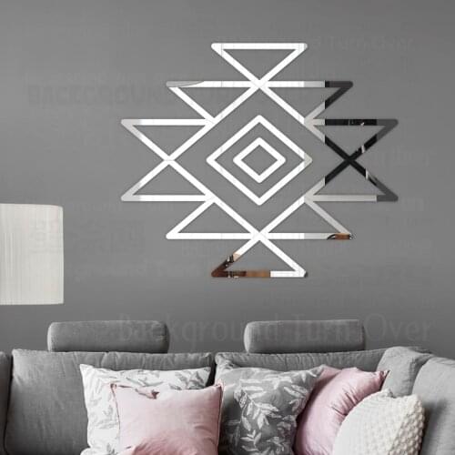 Mirror Wall Stickers Decor Bedroom Room Decoration House Sticker Africa Totem Exotic Geometric Triangular Square Chandelier R132