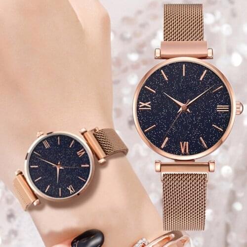 2020 New Alloy Mesh Belt Quartz Watch Gypsophila Dial Female Watch Fashion Magnet Buckle Ladies Watch Ladies Casual Wild Watch