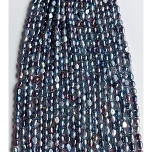 Women jewelry making 6-7mm black natural cultured freshwater baroque pearl straight drilled hole strands