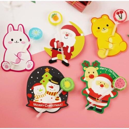 Cartoon lollipop decorative paper card cute bear bunny party cake candy chocolate decorative label 100pcs