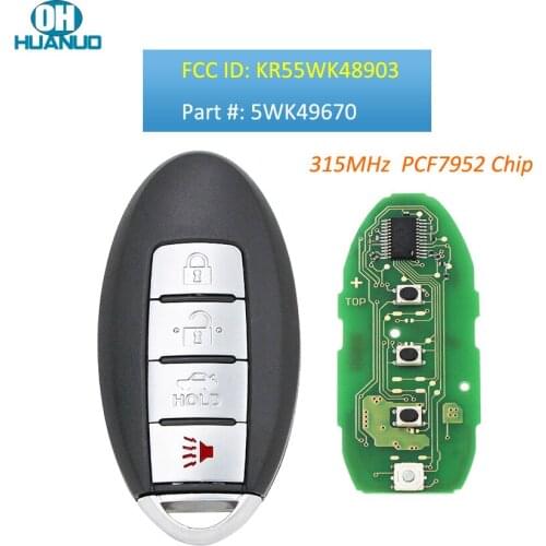 3+1/4 Buttons 315MHz with ID46 Chip Smart Remote Key Fob For-Nissan Altima Maxima Murano FCC ID: KR55WK48903 PCF7952