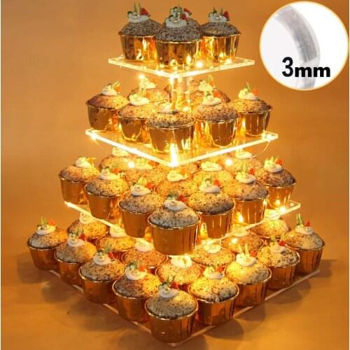 4 Tier LED Cake Decorating Stand Acrylic Dessert Tower Stacking Tray Party Food Display Light Rack Creative Cake Supply Tools