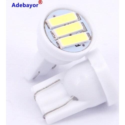 500X Truck LED T10 12V 3 SMD 7014 LED 3SMD 7020 1W White W5W Wedge width Bulb License Plate Light Lamp DC 12V Car Styling