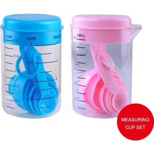 7 Pcs/Set Blue Plastic Measuring Cup Kitchen Measuring Tools Spoons Sets For Kitchen Baking Coffee Graduated Spoons Measuring