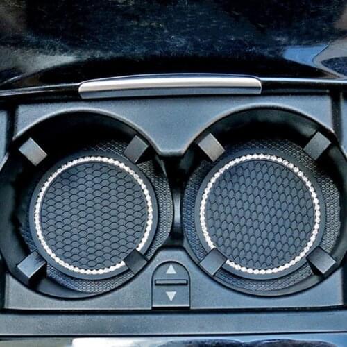 80% Hot Sales!!! 2Pcs Car Coasters Anti-slip Wear-resistant Rhinestone Universal Bottle Pad for Car