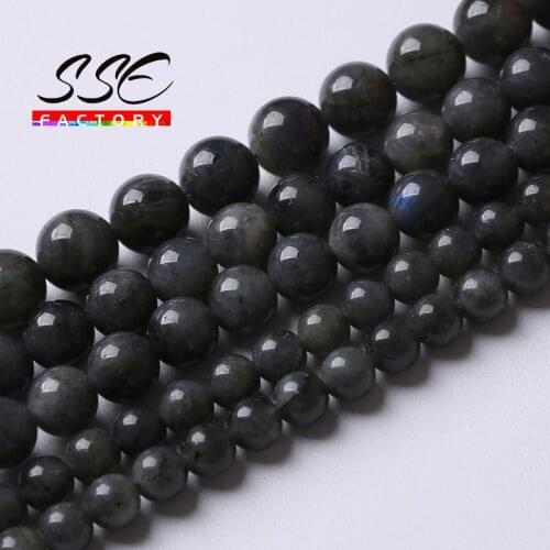 A+ Natural Genuine Black Labradorite Beads Round Loose Gemstone Beads For Jewelry Making DIY Bracelets Accessories 6 8 10mm 15"