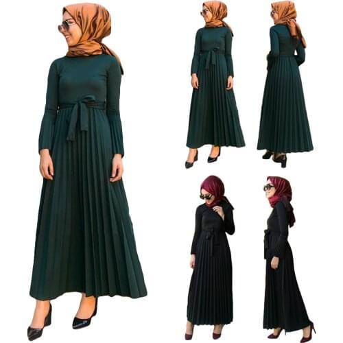 Abaya Muslim Women Long Dress Knitted Stretch Arab Jilbab Loose Maxi Robe Flare Sleeve Gown Ramadan Kaftan Islamic Turkish UAE