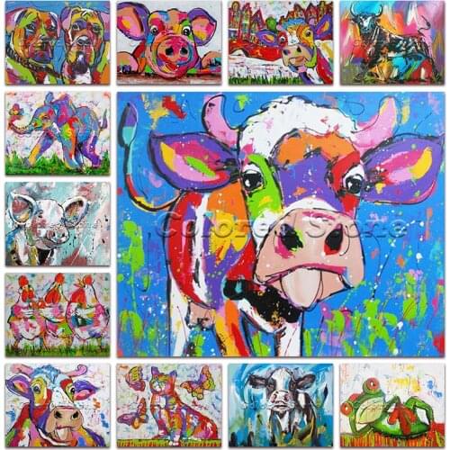 New Diamond painting Animal Colorful Cattle Cow Dog pig elephant chicken frog 5D DIY Full Square Drill embroidery 3D mosaic HC09