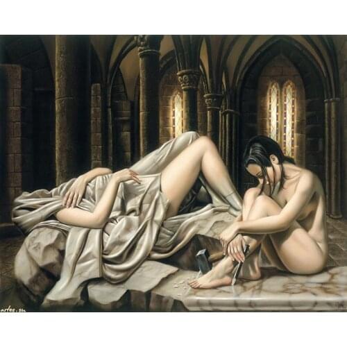 Free shipping wall art decoration picture modern nude art sexy women church scenery oil painting canvas prints printed on canvas