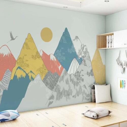 Large Colorful Mountain Wall Stickers Bedroom Living Room Wall Decor Creative Chinese Style Declas Mural TV Backdrop Wallpaper