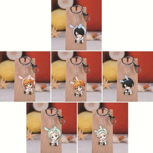 Anime The Promised Neverland Keychain Cartoon Figure Yakusoku No Neverland Acrylic Pendant Keyring Key Chain Gift Jewelry