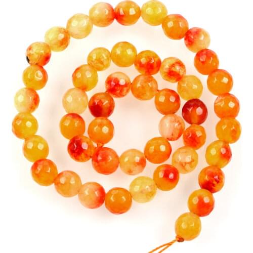 Natural Stone Beads Cut Surface Red Yellow Marble Loose Beads for Jewelry Making Needlework DIY Bracelet Strand 4-12 MM