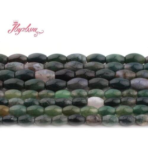 6x8,8x12mm Smooth Oval Green Moss Agates Beads Natural Stone Beads For DIY Necklace Bracelats Jewelry Making 15" Free Shipping