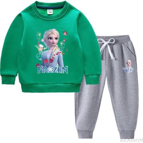 Disney Spring And Autumn New Childrens Clothing Childrens Sweaters Pants Two Pieces Of Solid Color Baby Cotton Long Slee