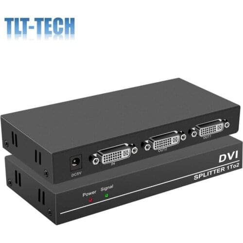 DVI Splitter 1x2 DVI 1 in 2 Out 2Port DVI Distribution Duplicator Splitter Supports 4K@30Hz Automatically Copy EDID