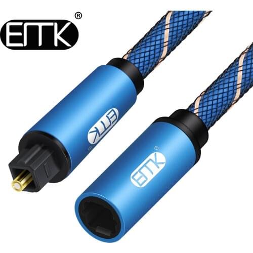 EMK Optical Audio Extension Cable Female Toslink Cable Digital Sound SPDIF Fiber Optic Cable with braided jacket