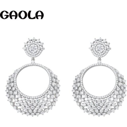 GAOLA New Arrival Round Shape Cubic Zirconia Dangle Earring Romantic Wedding Jewelry GLE6586
