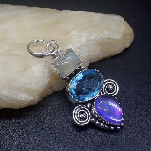 Gemstonefactory Jewelry Big Promotion 925 Silver Perfect Quartz Mystical Topaz Women Ladies Gifts Necklace Pendant 0690