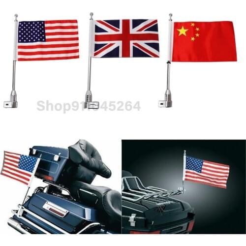 Motorcycle Chrome Flag Pole Luggage Rack Vertical American Fits For Honda Goldwing GL1800 2001-2011 10 09 08 07 06 05 04 03 02