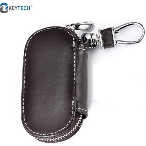 OkeyTech Genuine Leather Keychain Men Women Key Holder Organizer Pouch Cow Split Car Key Bag Wallet Housekeeper Key Case