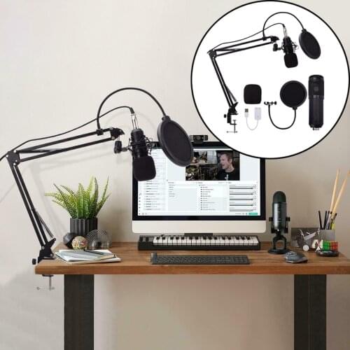 Condenser Microphone Kit Professional Cardioid Vocal Studio Recording Mic for Streaming Voice Over Project Home-studio