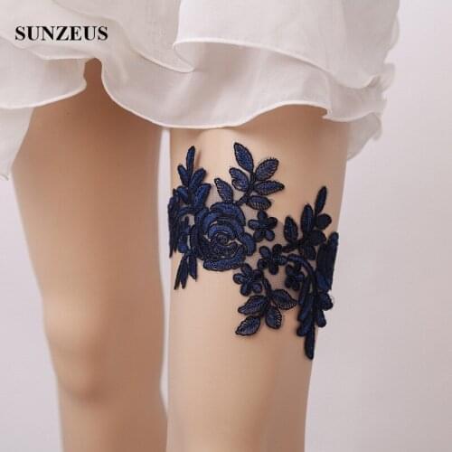 Beautiful Navy Blue Appliques Bridal Garter Wedding Accessories Sexy Women Leg Belt Decoration Party FI040