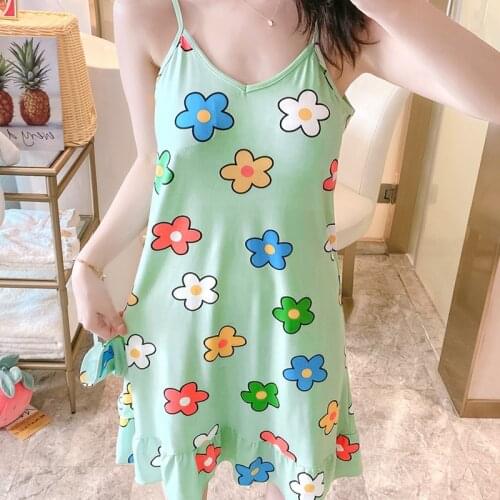 Summer comfortable and ventilating suspender bra color cartoon skirt girl sweet lovely milk SILK PAJAMA manufacturer wholesale