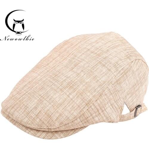 Summer new cotton hemp forward hat British couples cap adjustable cap outdoor sunscreen cap beret Leisure cap
