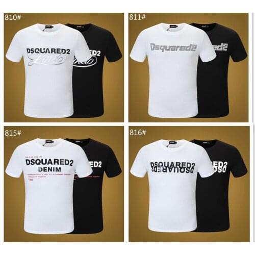 Summer New Style Dsquared2 Street Hip-Hop Round Neck Short-Sleeved T-Shirt Cotton Locomotive Letter Printing Casual T-Shirt