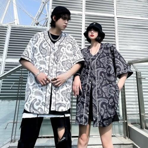 2021 Summer Cashew Flower Street Dance Shirt Mens and Womens Trend Large Size Loose Wild Floral Short Sleeve Shirt