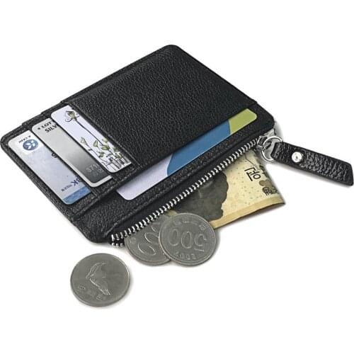 HOT SALES 2021 Men Faux Leather Credit Card Cash Holder Case Zipper Slim Wallet Coin Purse