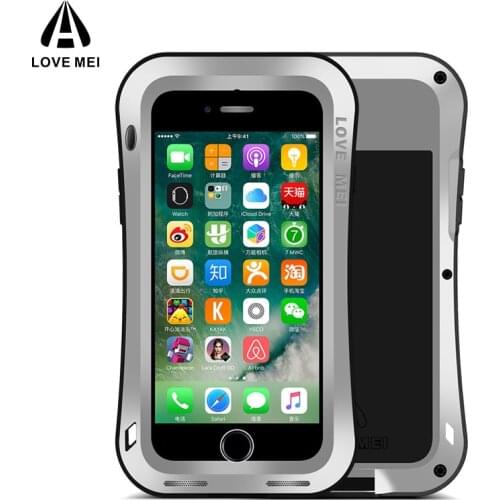 Love Mei Metal Case For iPhone 6 6s Shockproof Phone Case Cover For iPhone 7 8 Plus Plus Small Waist Rugged Anti-Fall Armor Case