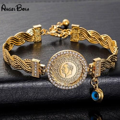 Trendy Charm Luxury Jewelry Turkish Coin Bracelet Men Islam Woman Faith Fashion Middle East Muslim Bracelet Arab Gift Wholesale