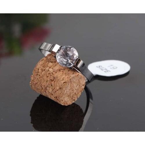 Fashion Jewelry 316L Stainless Steel Women Men Rings Tycoon Clear CZ Classic Rings Wedding Rings