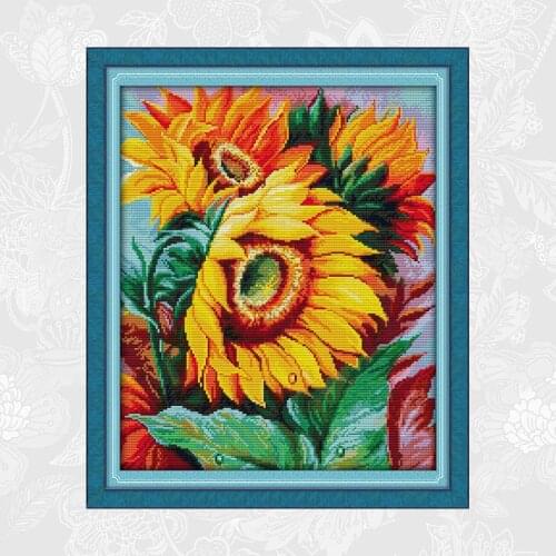 Sunflower Joy Sunday Cross Stitch Kits 11CT Counted 14CT Printed Canvas DMC Semi-finished Embroidery Sets Needlework Crafts