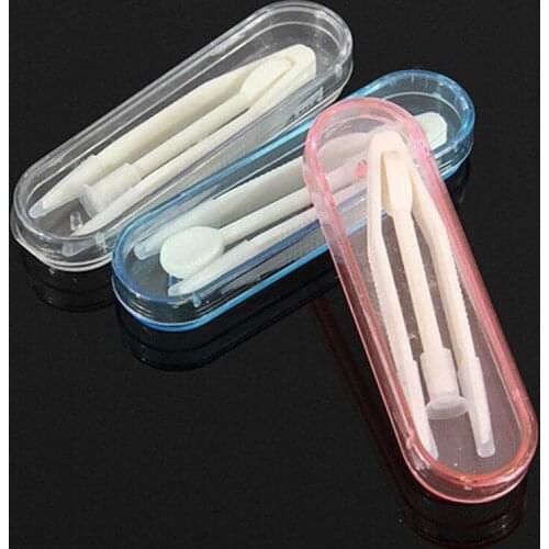New Contact Lenses Box Silica Gel Suction Clip Stick Tweezers Eyes Care Tool Kit Accessories Cosmetic Contact Lens Wear Set Case