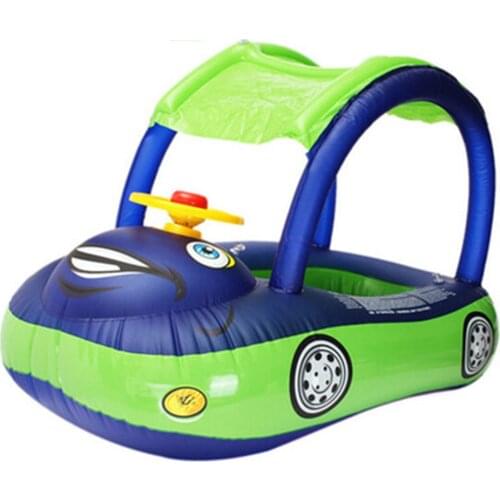New Inflatable Float Seat Sunshade Baby Swimming Circle Car Shape Swimming Ring Baby Inflatable Seat Toy Pool Floaties