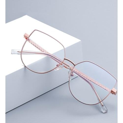 Eyeglasses New Arrivals Fashion Soft Metal Oversized Optical Frames Women Computer Anti blue Light Blocking Glasses JDA3074