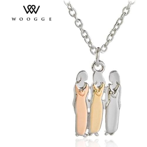 2020 Fashion Jewelry Chain Three Sisters Necklace Family Mima & Oly Triplets 3 Best Friends Pendant Necklaces For Women