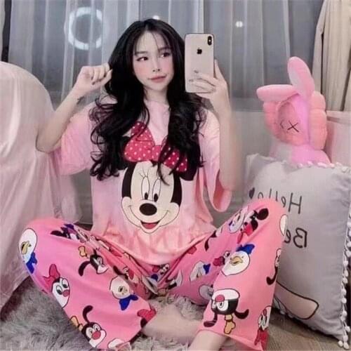 Disney Mickey mouse girl boy pajamas female summer student suit cute suit short-sleeved trousers sleepwear